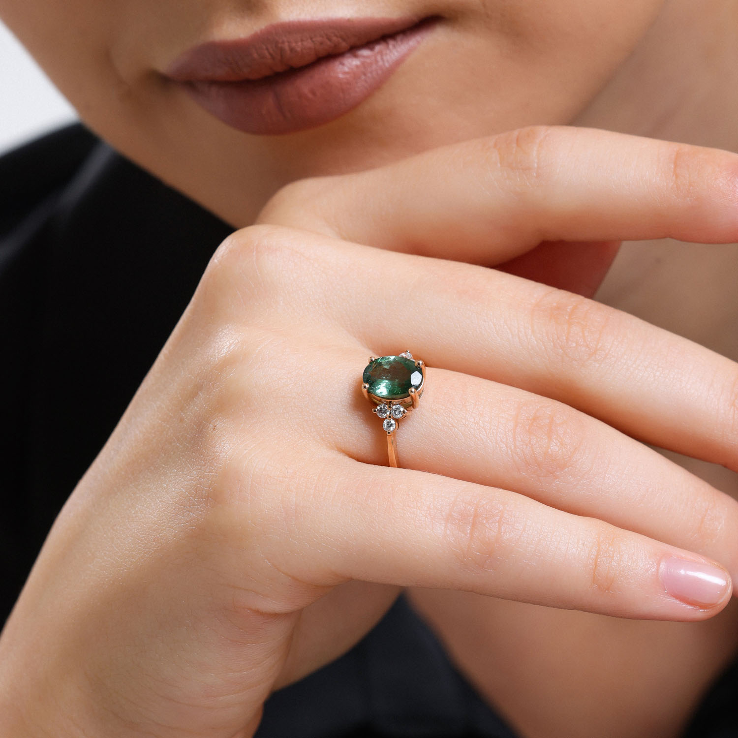 2.02 Karat Pırlantalı Yeşil Turmalin Yüzük - ANTY0003