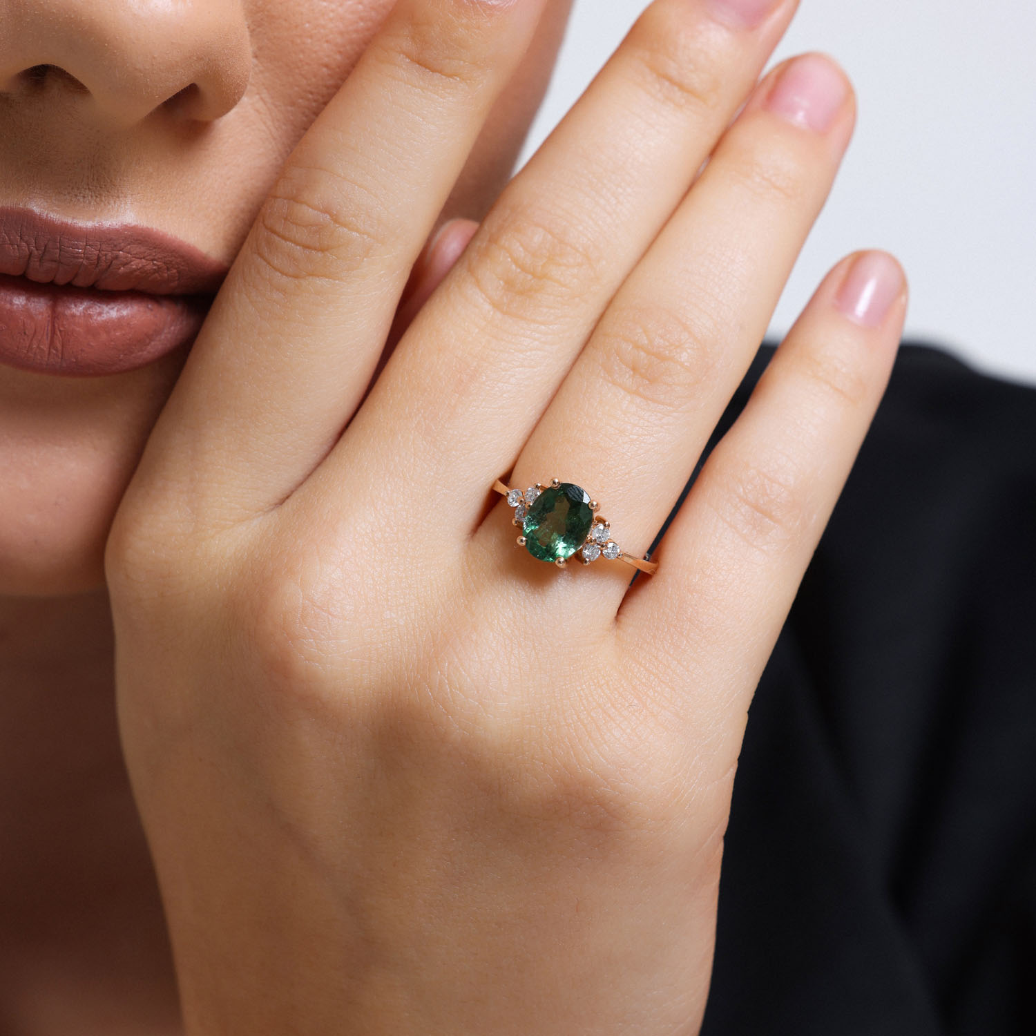 2.02 Karat Pırlantalı Yeşil Turmalin Yüzük - ANTY0003