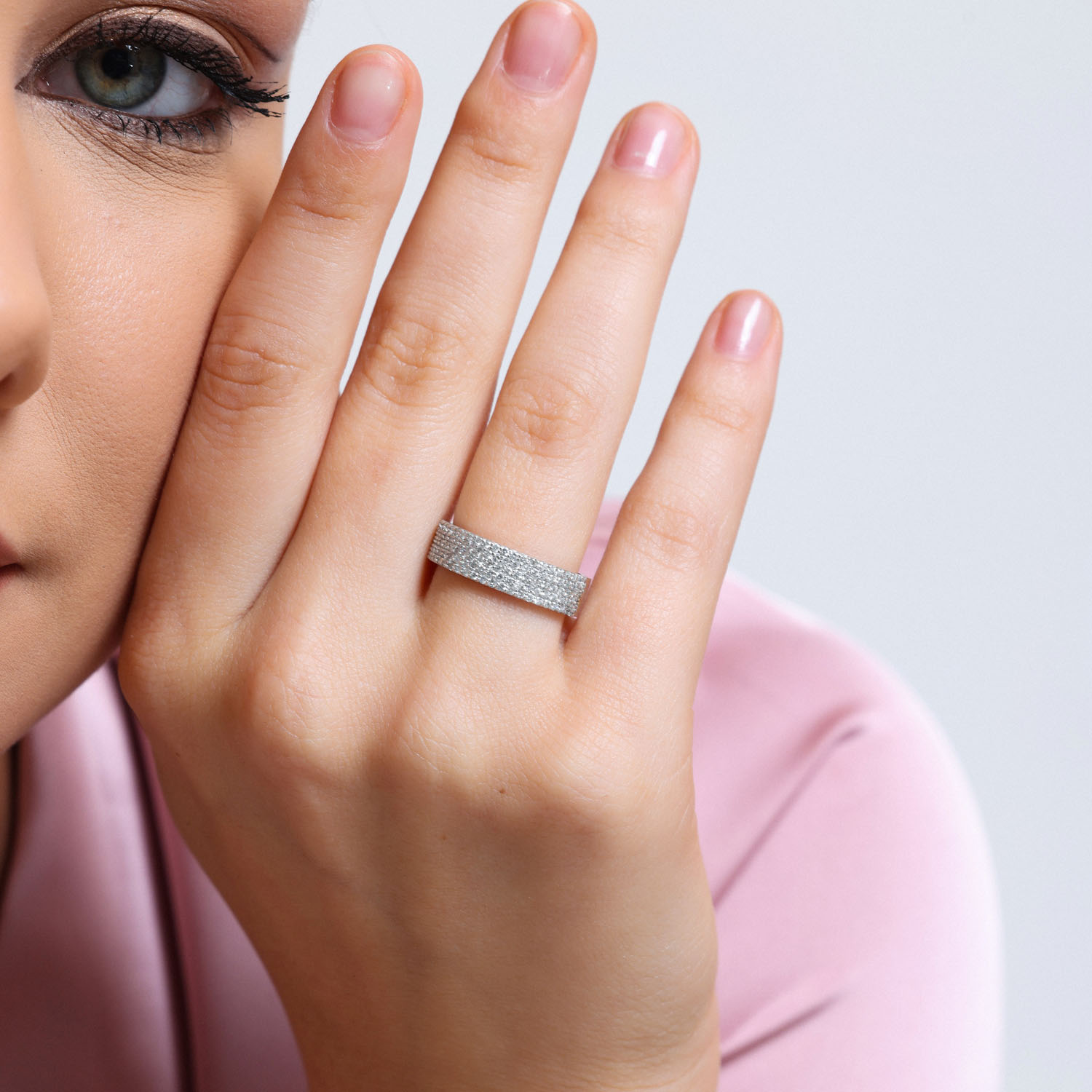 0.79 Karat Pırlanta Yarım Tur Yüzük - YRTR00103